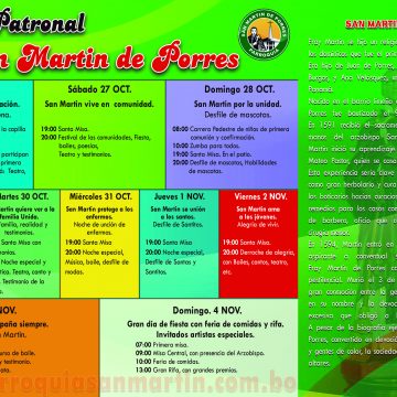 Programa general de la Fiesta a San Martín de Porres.